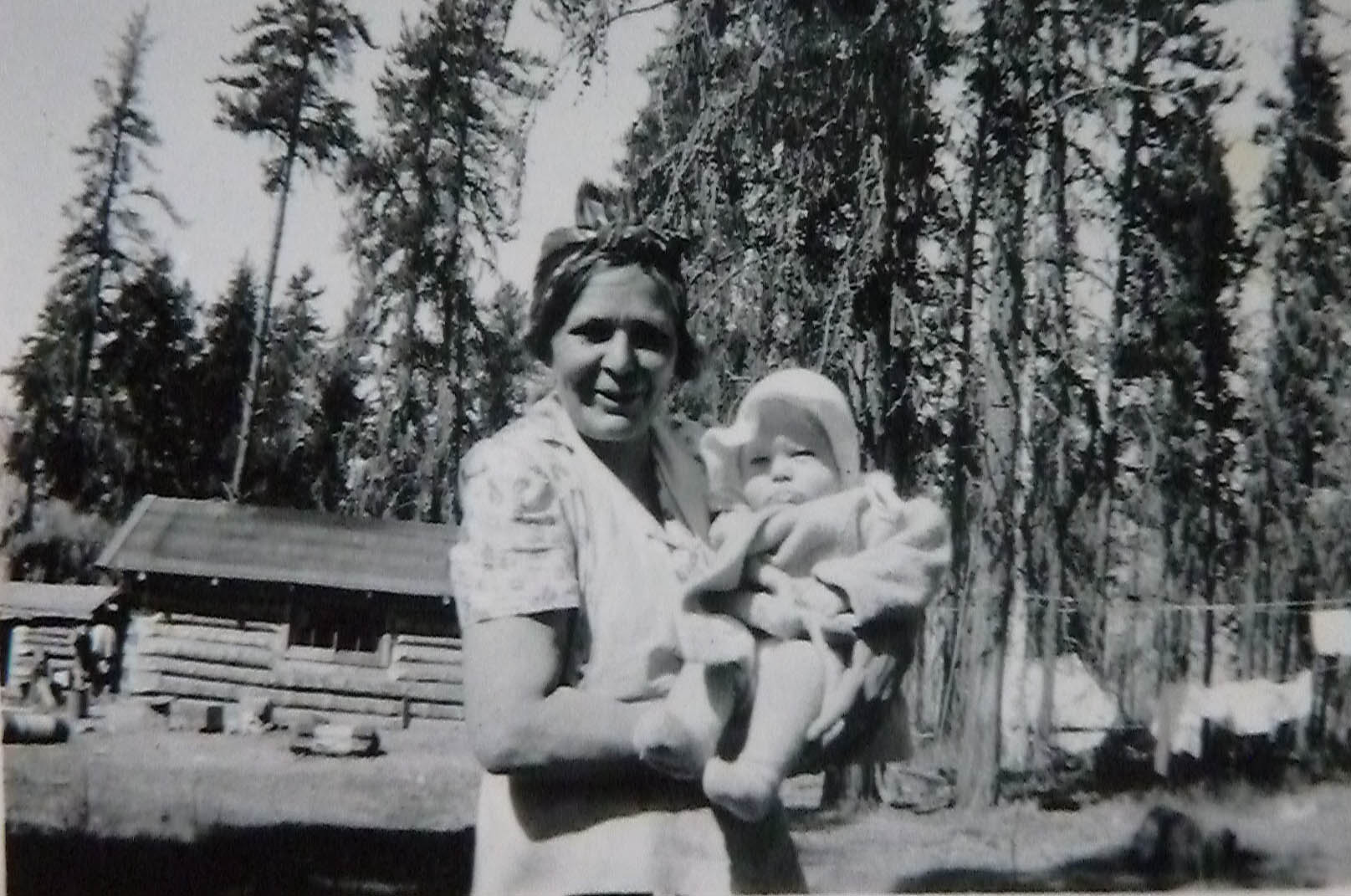 Grandma Martineau holds Louise